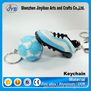 hot sale type football and shoe keyring plastic soccer shoes keychain